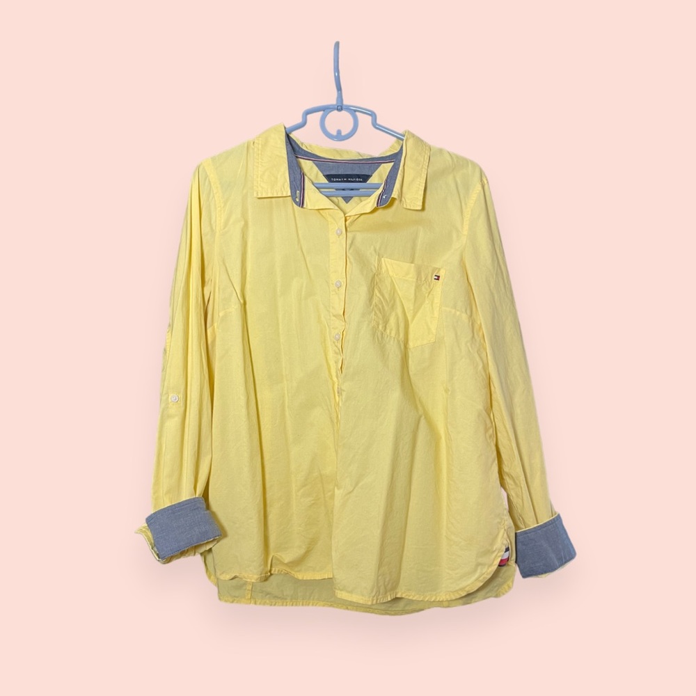 Yellow Button Down Blouse Tommy Hilfiger XL